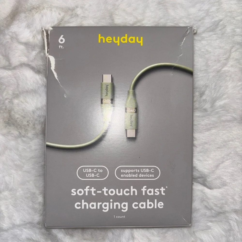 HeyDay 6 Ft long USB C - USB C CHARGER CORD Cable ~ Open Box ~